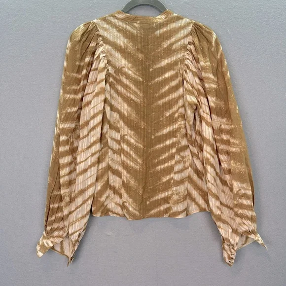 Ulla Johnson women Prudence tie dyed sand Blouse cotton blend long sleeve size O